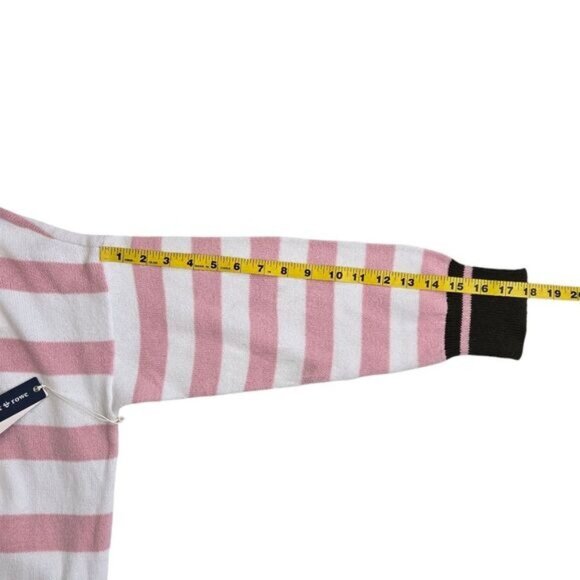 Court & Rowe pink and white striped contrast hem drop shoulder sweater 2X - Picture 10 of 11